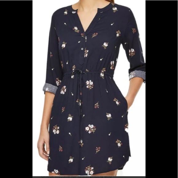 NWT LOFT OUTLET BOUQUET ROLL SLEEVE SHIRTDRESS - Picture 1 of 7